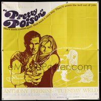1f217 PRETTY POISON 6sh '68 cool artwork of psycho Anthony Perkins & crazy Tuesday Weld!