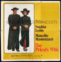1f218 PRIEST'S WIFE int'l 6sh '71 super sexy Sophia Loren walks with religious Marcello Mastroianni!