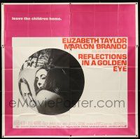 1f223 REFLECTIONS IN A GOLDEN EYE 6sh '67 Huston, cool image of Elizabeth Taylor & Marlon Brando!