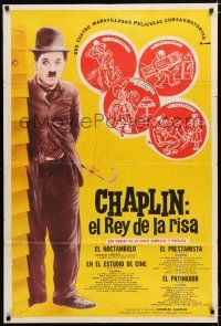 1f312 CHAPLIN: EL REY DE LA RISA Argentinean '60s wonderful artwork image of Charlie w/cane!