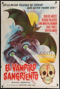 1f335 EL VAMPIRO SANGRIENTO Argentinean '63 cool artwork of vampire, bat & bloody skull!