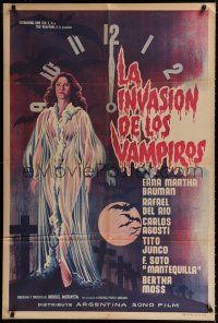 1f359 LA INVASION DE LOS VAMPIROS Argentinean '63 cool art of sexy vampire in see-through robe!