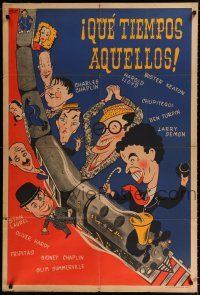 1f390 QUE TIEMPOS AQUELLOS Argentinean '51 Faiman art of Chaplin, Keaton, Laurel & Hardy + more!