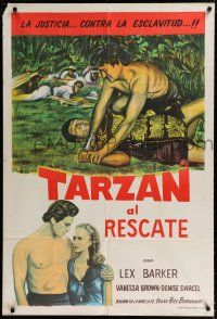 1f405 TARZAN & THE SLAVE GIRL Argentinean R1960 different art of Lex Barker pinning man to ground!