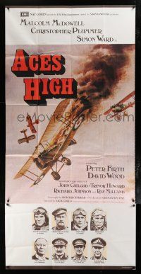 1f007 ACES HIGH English 3sh '76 Malcolm McDowell, really Eddie Paul WWI airplane dogfight art!