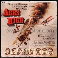 1f002 ACES HIGH English 6sh '76 Malcolm McDowell, really cool WWI airplane dogfight art!