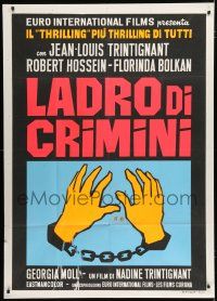 1f454 CRIME THIEF Italian 1p R70s directed by Nadine Trintignant, different art of hands in cuffs!