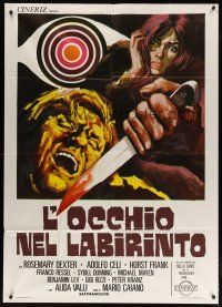 1f464 EYE IN THE LABYRINTH Italian 1p '71 Adolfo Celi, wild giallo art by Sandro Symeoni!