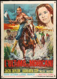 1f466 FALL OF THE MOHICANS Italian 1p '65 cool art of Native American Indian on horseback!