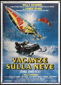 1f471 FIRE & ICE Italian 1p '87 Enzo Sciotti art of windsurfer, snowmobile & hang glider!