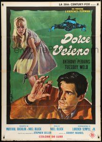 1f545 PRETTY POISON Italian 1p '68 different Nistri art of Anthony Perkins & crazy Tuesday Weld!