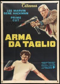 1f546 PRIME CUT Italian 1p '72 Lee Marvin w/machine gun, Gene Hackman w/cleaver, Ciriello art!