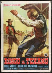 1f575 TEXICAN Italian 1p '66 cool different Mos art of cowboy Audie Murphy shooting bad guy!