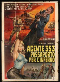 1f046 AGENT 3S3: PASSPORT TO HELL Italian 2p '65 cool art of spies & sexy girl by Mos!