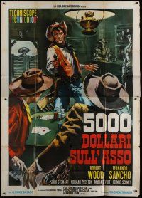 1f063 FIVE THOUSAND DOLLARS ON ONE ACE Italian 2p '66 cool art of gunfight at poker game by Casaro
