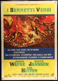 1f067 GREEN BERETS Italian 2p '68 John Wayne, David Janssen, Jim Hutton, cool Vietnam War art!