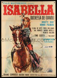 1f069 ISABELLA DUCHESS OF THE DEVILS Italian 2p '69 art of sexy Brigitte Skay on horse with sword!