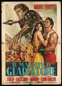 1f075 MAGNIFICENT GLADIATOR Italian 2p '65 art of Mark Forest as Il Magnifico Gladiatore by Casaro!