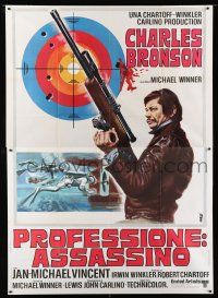 1f079 MECHANIC Italian 2p '72 Avelli art of Charles Bronson with snipe rifle, Michael Winner