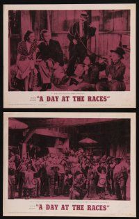 1g929 DAY AT THE RACES 2 LCs R62 wacky Marx Brothers, Groucho, Chico & Harpo, horse racing comedy!