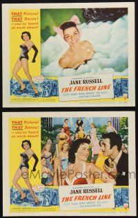 1g939 FRENCH LINE 2 LCs '54 Howard Hughes, sexy Jane Russell in bubble bath & w/ Roland!