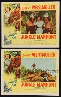 1g954 JUNGLE MANHUNT 2 LCs '51 Johnny Weissmuller as Jungle Jim, safari into savagery!