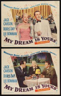 1g965 MY DREAM IS YOURS 2 LCs '49 Doris Day, Jack Carson, Lee Bowman, Michael Curtiz!