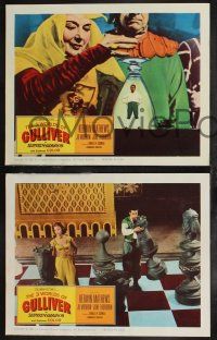 1g834 3 WORLDS OF GULLIVER 3 LCs '60 Ray Harryhausen, tiny Mathews in special effects scenes!