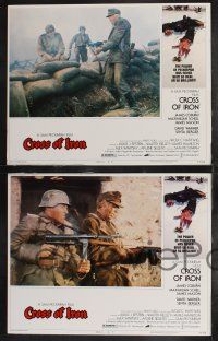 1g107 CROSS OF IRON 8 LCs '77 Sam Peckinpah, Tanenbaum border art of fallen WWII Nazi soldier!