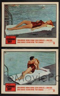 1g109 CROWDED SKY 8 LCs '60 Dana Andrews, sexy Rhonda Fleming in bathing suit, aviation disaster!