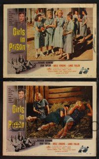 1g540 GIRLS IN PRISON 7 LCs '56 Richard Denning, Joan Taylor, Adele Jergens, women without men!