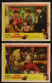 1g861 GUN BROTHERS 3 LCs '56 cool cowboy western images of Buster Crabbe & brother Neville Brand!