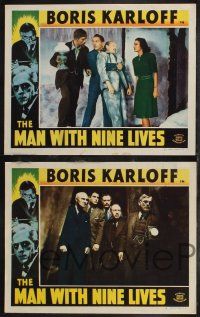 1g787 MAN WITH NINE LIVES 4 LCs R47 Boris Karloff brings them back alive to witness unholy deeds!