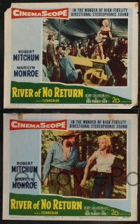 1g881 RIVER OF NO RETURN 3 LCs '54 all with sexy Marilyn Monroe, Robert Mitchum, Otto Preminger!