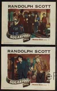 1g816 SUGARFOOT 4 LCs '51 cowboy Randolph Scott in western action & w/pretty Adele Jergens!