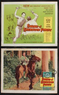 1g445 SWORD OF SHERWOOD FOREST 8 LCs '60 Richard Greene as Robin Hood, Peter Cushing!