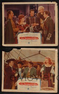 1g825 UNCONQUERED 4 Spanish/U.S. LCs '47 Gary Cooper & sexy Paulette Goddard in colonial America!