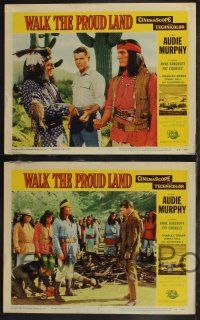 1g719 WALK THE PROUD LAND 5 LCs '56 great images of cowboy Audie Murphy, Jay Silverheels!