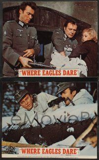 1g828 WHERE EAGLES DARE 4 trimmed LCs '68 Clint Eastwood, Richard Burton, Mary Ure, WWII!