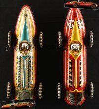 1h001 LOT OF 2 MARX TOYS WIND-UP TIN RACE CARS '50s you can race them together with your friends!