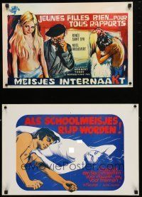 1h078 LOT OF 18 FORMERLY FOLDED BELGIAN POSTERS FROM SEXPLOITATION MOVIES '60s-70s sexy images!