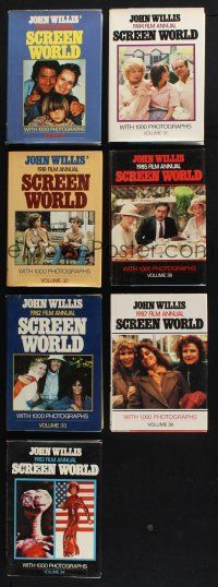 1h018 LOT OF 7 HARDCOVER SCREEN WORLD FILM ANNUAL BOOKS '80s filled with movie information!