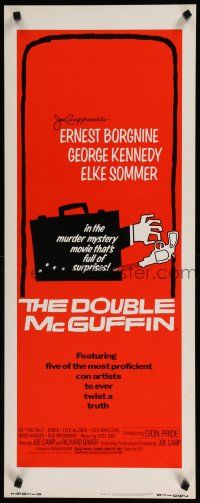 1j525 DOUBLE McGUFFIN insert '79 Ernest Borgnine, George Kennedy, cool Saul Bass suitcase art!