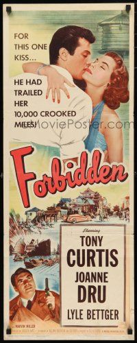 1j554 FORBIDDEN insert '54 only Joanne Dru could give Tony Curtis the kind of love he needed!
