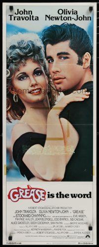 1j575 GREASE insert '78 close up of John Travolta & Olivia Newton-John in classic musical!