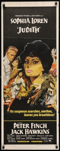 1j605 JUDITH insert '66 Daniel Mann directed, artwork of sexy Sophia Loren & Peter Finch!