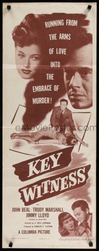 1j608 KEY WITNESS insert '47 John Beal & Trudy Marshall run from love to murder!