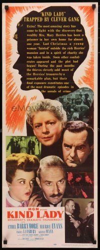 1j609 KIND LADY insert '51 John Sturges directed, Ethel Barrymore & Angela Lansbury!