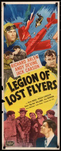 1j615 LEGION OF LOST FLYERS insert R49 great image of pilot Richard Arlen & crashing airplane!