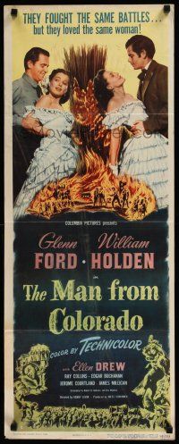 1j628 MAN FROM COLORADO insert '48 sexy Ellen Drew is caught between Glenn Ford & William Holden!